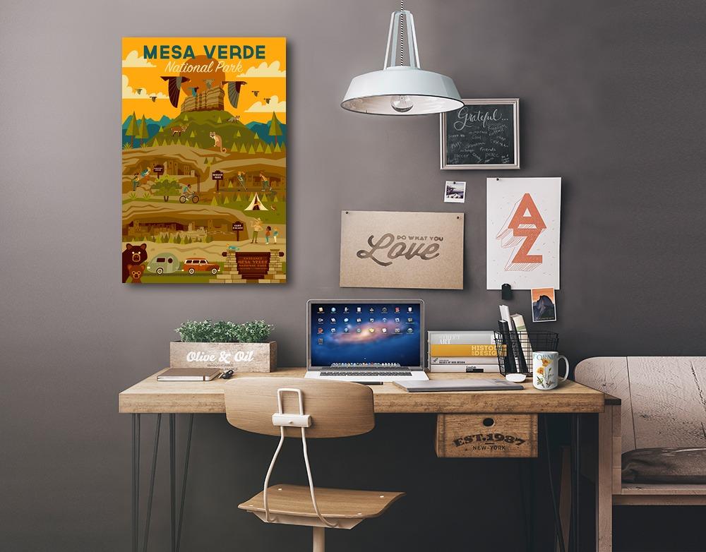 Mesa Verde National Park, Geometric National Park Series, Lantern Press Artwork, Stretched Canvas Canvas Lantern Press 