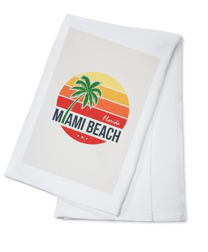 Miami Beach, Florida, Sun, Contour, Towels and Aprons Kitchen Lantern Press Cotton Towel 