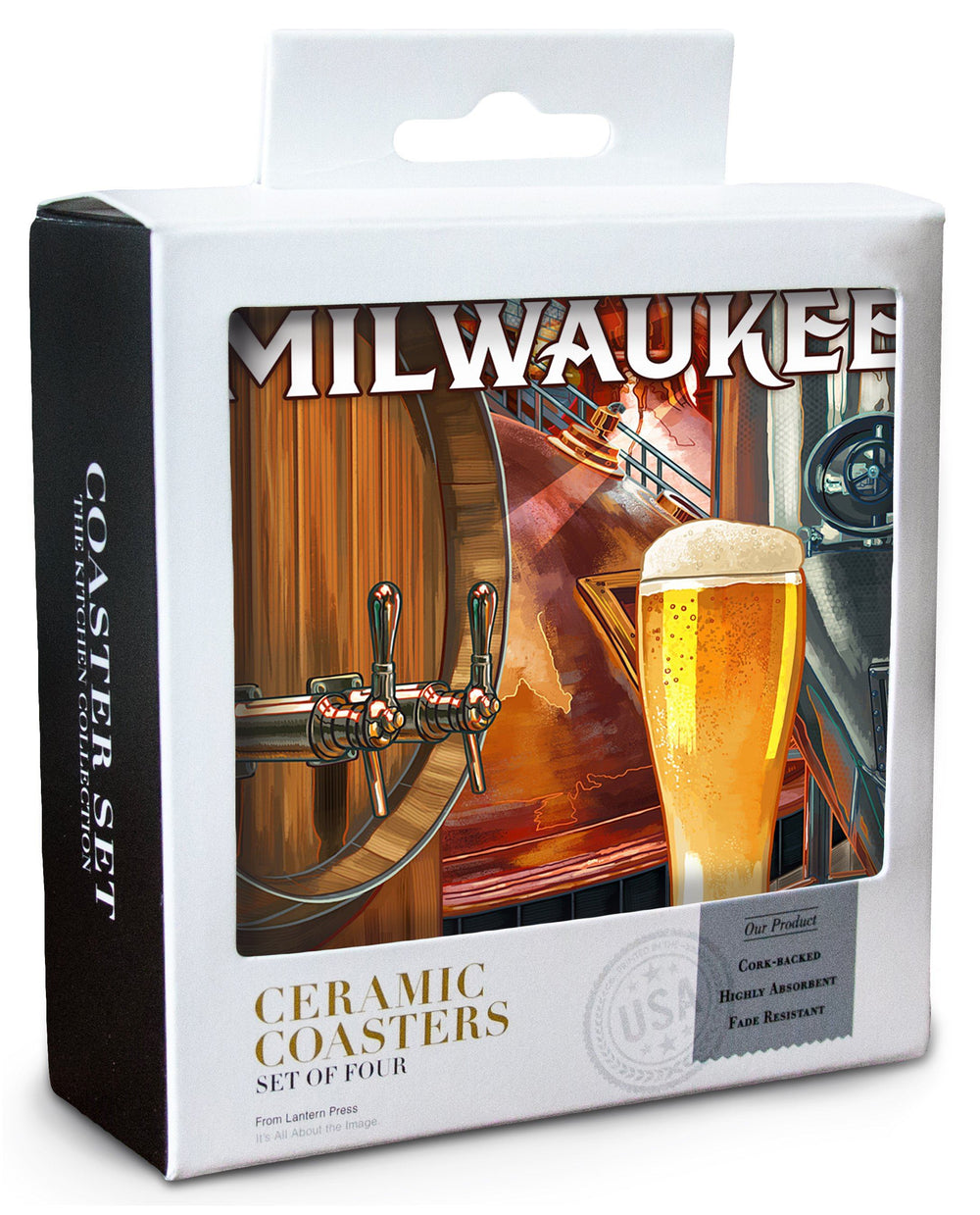 Milwaukee, Wisconsin, Art of the Beer, Lantern Press Artwork, Coaster Set Coasters Lantern Press 