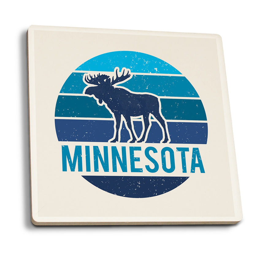 Minnesota, Moose, Contour, Coaster Set Coasters Lantern Press 