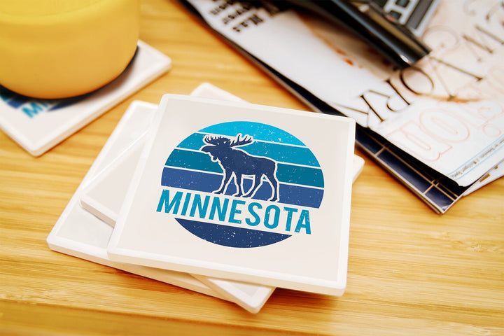 Minnesota, Moose, Contour, Coaster Set Coasters Lantern Press 