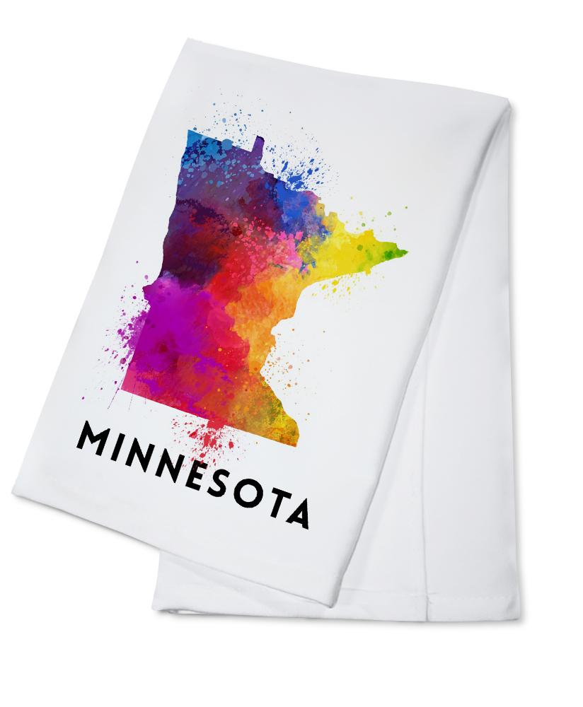 Minnesota, State Abstract Watercolor, Lantern Press Artwork, Towels and Aprons Kitchen Lantern Press Cotton Towel 