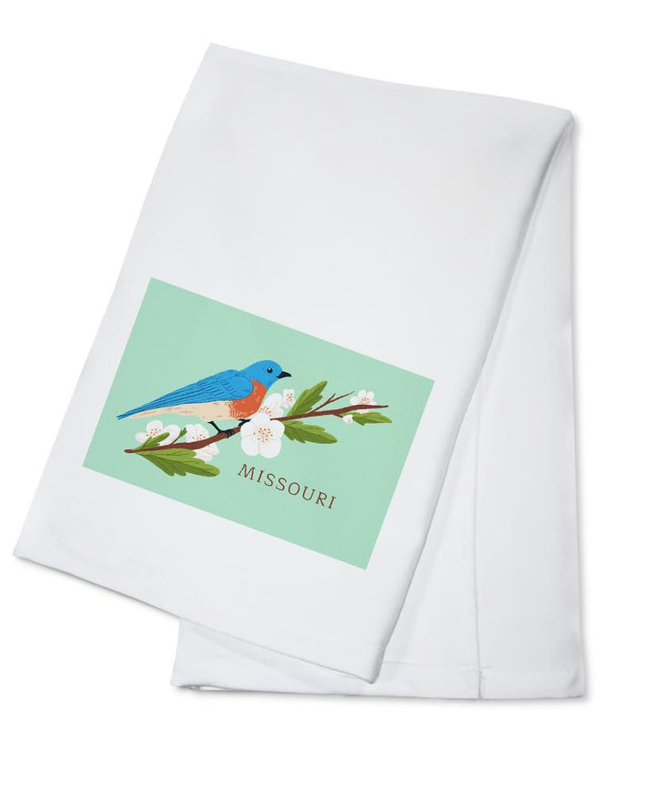 Missouri, State Bird and Flower Collection, Bird on Branch, Contour, Towels and Aprons Kitchen Lantern Press Cotton Towel 