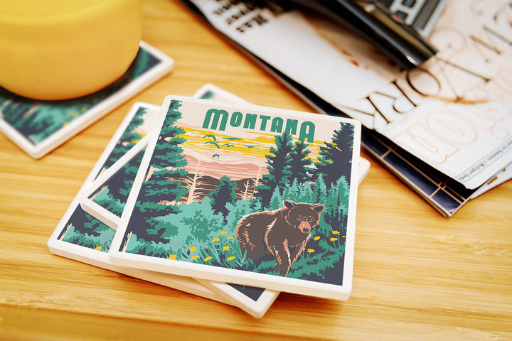 Montana, Explorer Series, Lantern Press Artwork, Coaster Set Coasters Lantern Press 