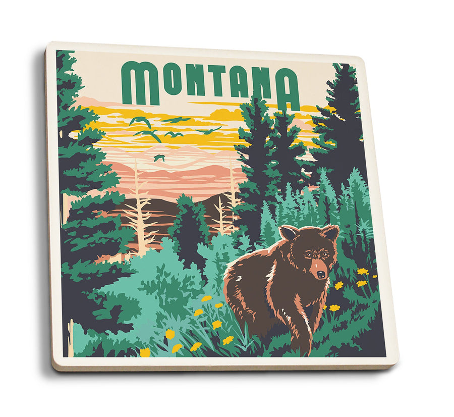 Montana, Explorer Series, Lantern Press Artwork, Coaster Set Coasters Lantern Press 