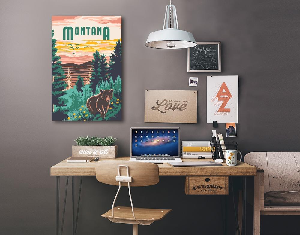 Montana, Explorer Series, Lantern Press Artwork, Stretched Canvas Canvas Lantern Press 
