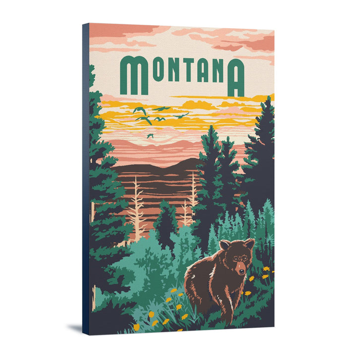 Montana, Explorer Series, Lantern Press Artwork, Stretched Canvas Canvas Lantern Press 12x18 Stretched Canvas 