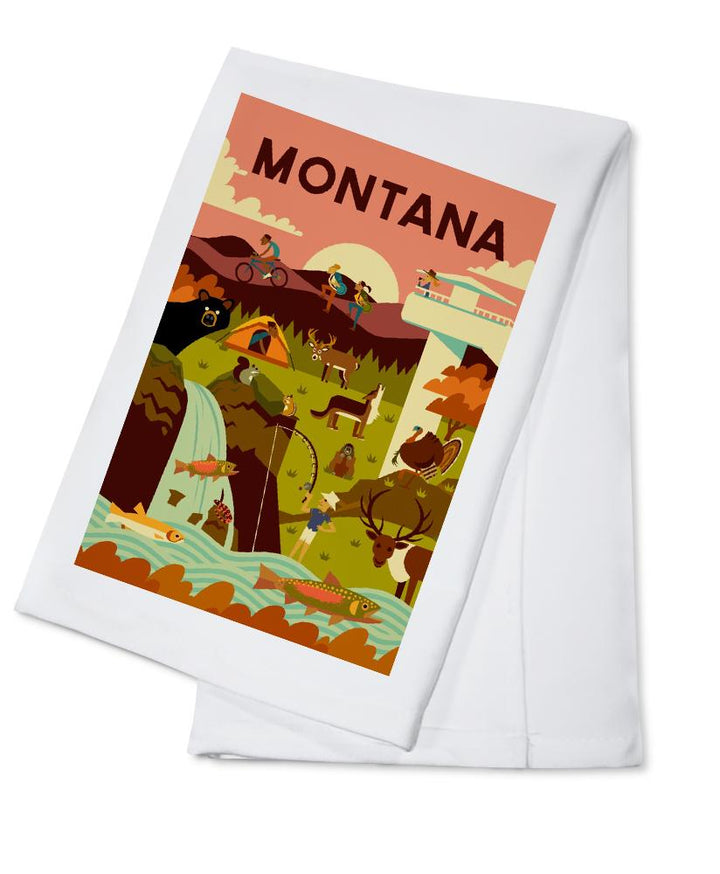 Montana, Geometric National Park Series, Lantern Press Artwork, Towels and Aprons Kitchen Lantern Press Cotton Towel 