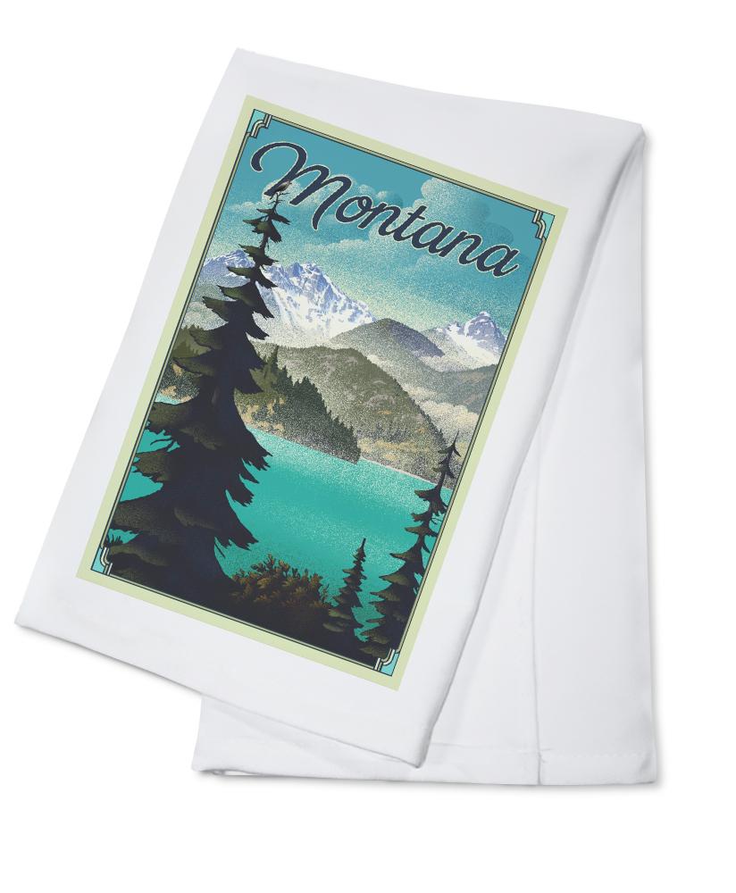 Montana, Lithograph National Park Series, Lantern Press Artwork, Towels and Aprons Kitchen Lantern Press 