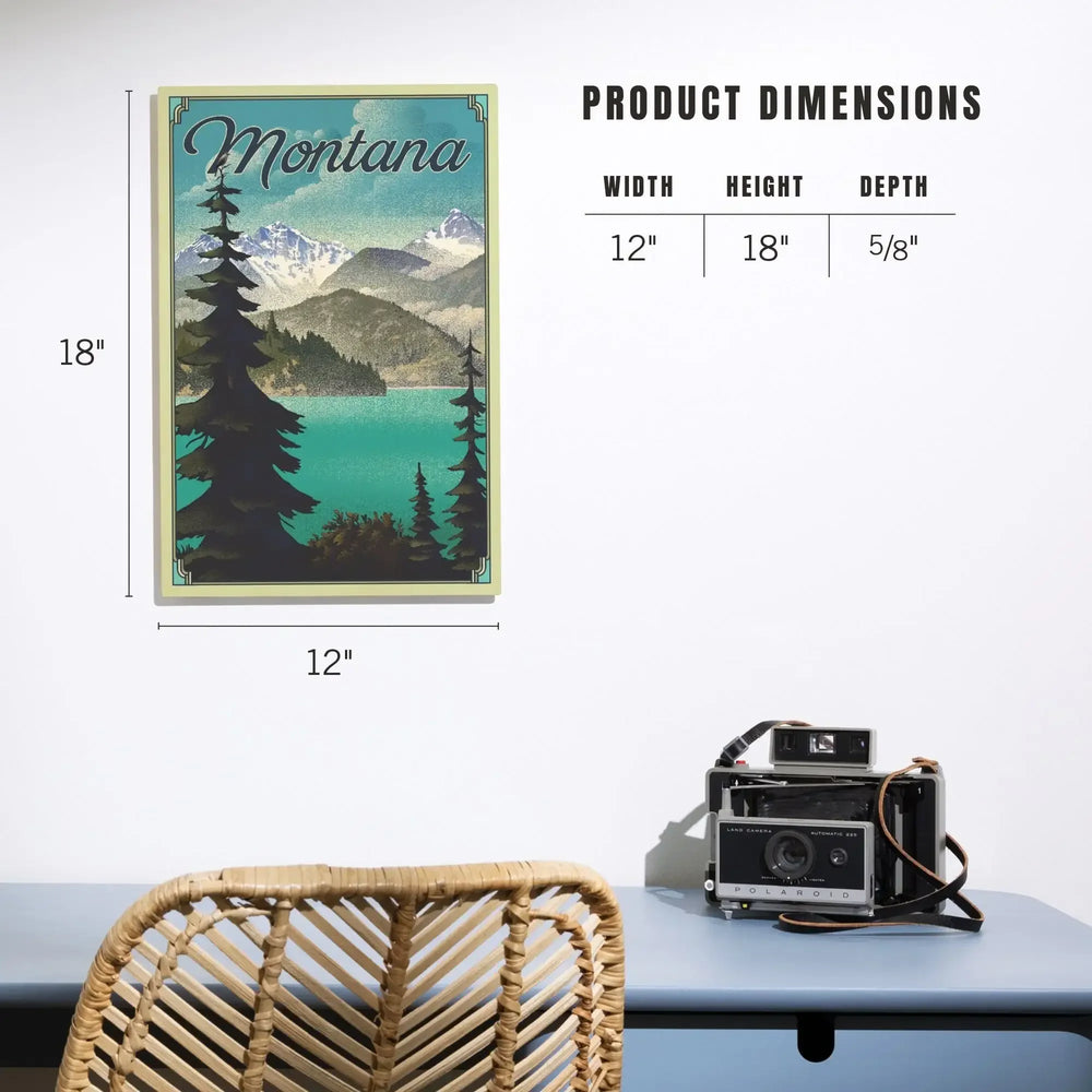 Montana, Lithograph National Park Series, Lantern Press Artwork, Wood Signs and Postcards Wood Lantern Press 