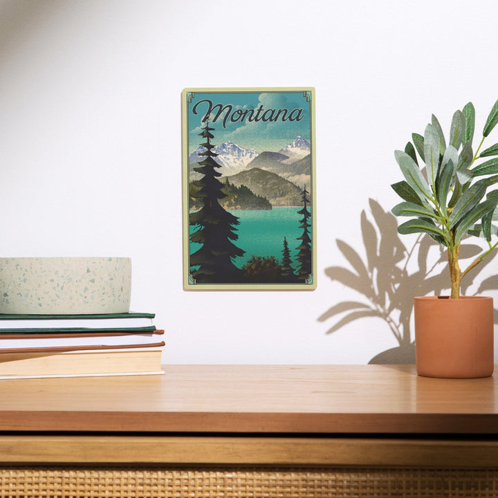 Montana, Lithograph National Park Series, Lantern Press Artwork, Wood Signs and Postcards Wood Lantern Press 