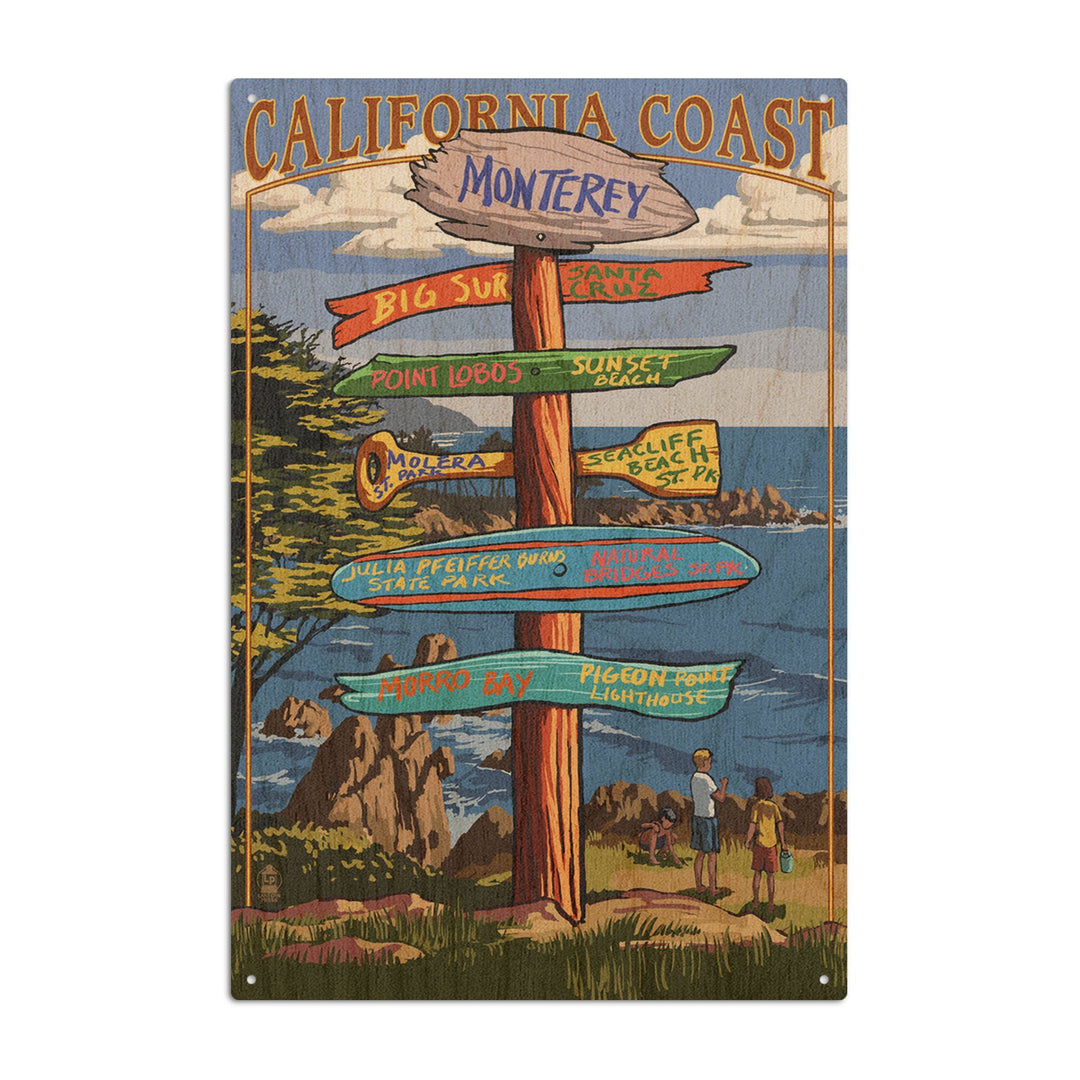 Monterey, California, Destinations Sign, Lantern Press Artwork, Wood Signs and Postcards Wood Lantern Press 6x9 Wood Sign 