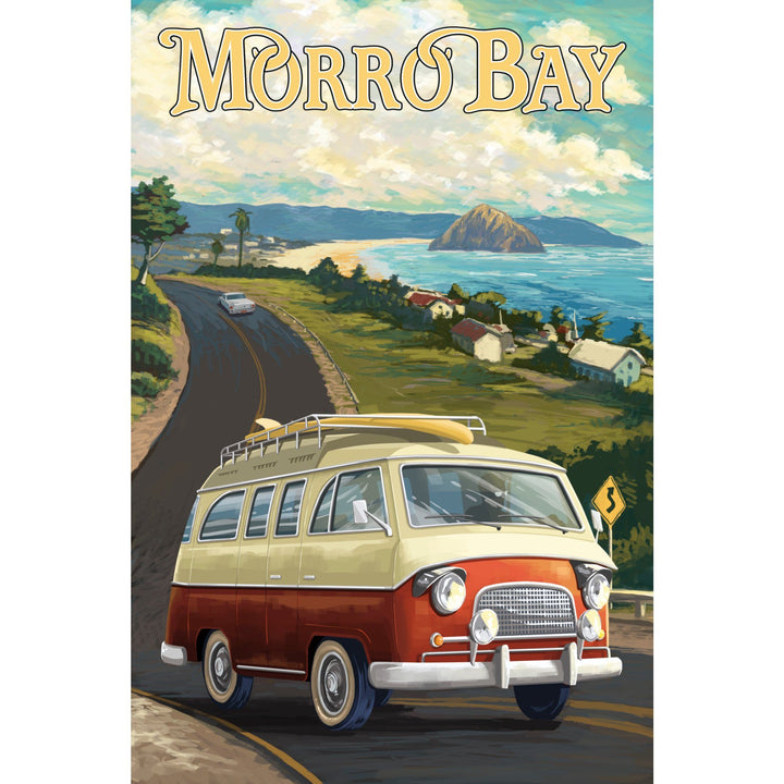 Morro Bay, California, Camper Van, Lantern Press Artwork, Stretched Canvas Canvas Lantern Press 