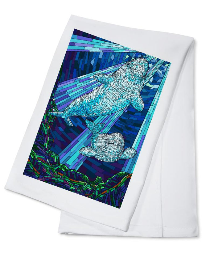 Mosaic, Beluga Whale, Lantern Press Artwork, Towels and Aprons Kitchen Lantern Press 