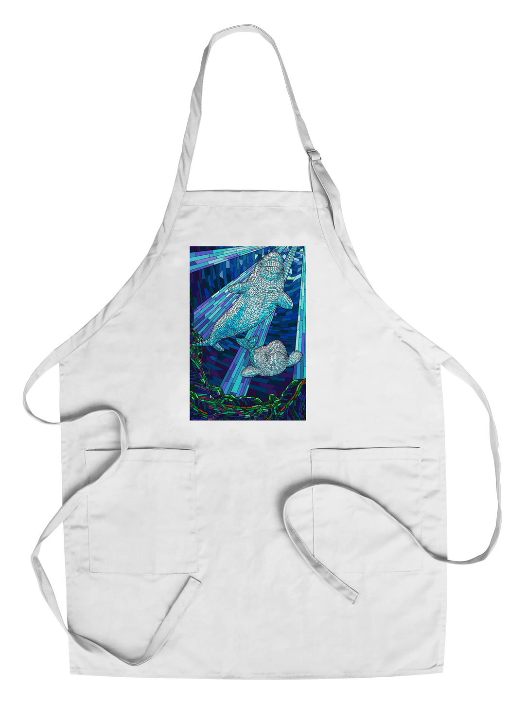 Mosaic, Beluga Whale, Lantern Press Artwork, Towels and Aprons Kitchen Lantern Press Chef's Apron 