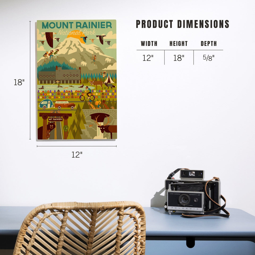 Mount Rainier National Park, Washington, Geometric National Park Series, Lantern Press Artwork, Wood Signs and Postcards Wood Lantern Press 