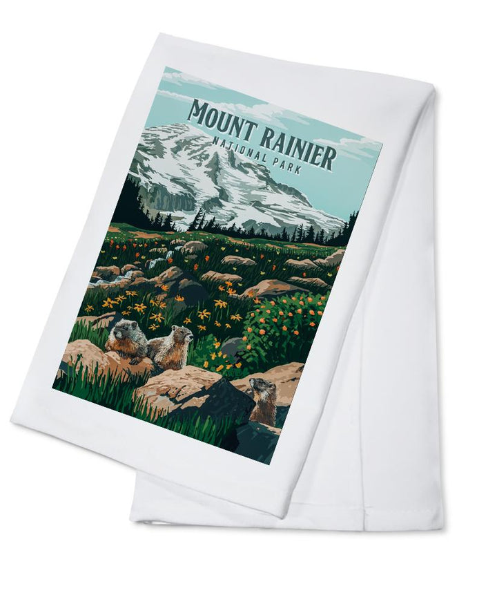 Mount Rainier National Park, Washington, Painterly National Park Series, Towels and Aprons Kitchen Lantern Press 