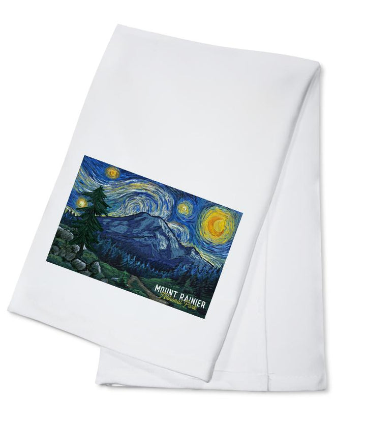 Mount Rainier National Park, Washington, Starry Night National Park Series, Lantern Press Artwork, Towels and Aprons Kitchen Lantern Press Cotton Towel 