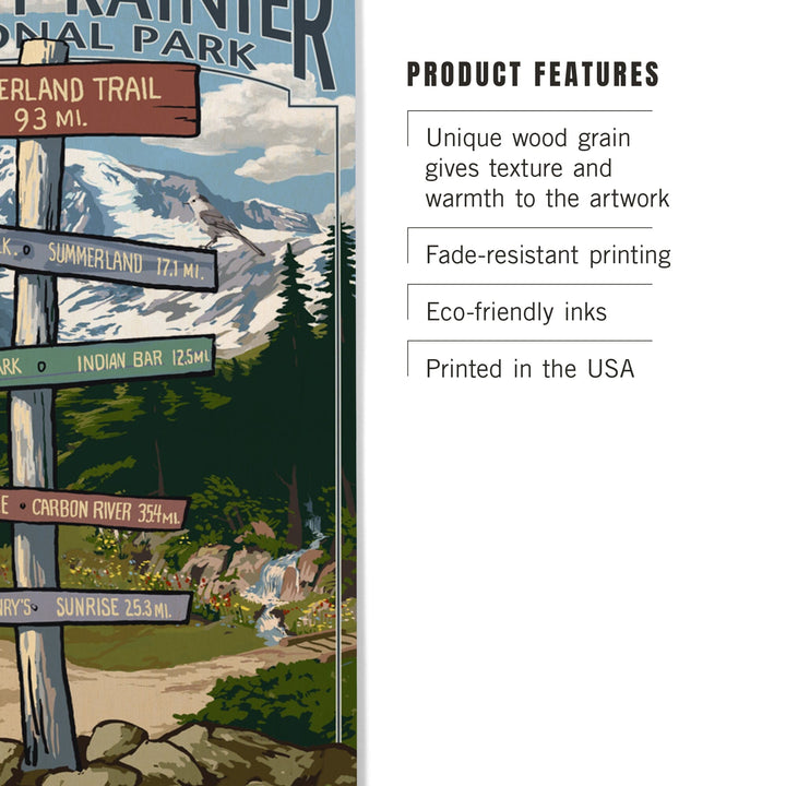 Mount Rainier National Park, Washington, Wonderland Trail Destination Sign, Lantern Press, Wood Signs and Postcards Wood Lantern Press 