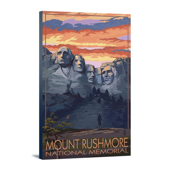 Mount Rushmore National Memorial, South Dakota, Painterly Series, Sunset View, Lantern Press Artwork, Stretched Canvas Canvas Lantern Press 12x18 Stretched Canvas 