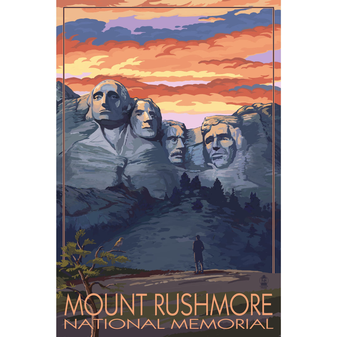 Mount Rushmore National Memorial, South Dakota, Painterly Series, Sunset View, Lantern Press Artwork, Stretched Canvas Canvas Lantern Press 