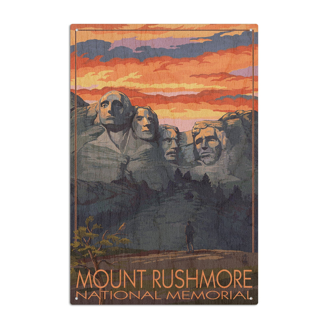 Mount Rushmore National Memorial, South Dakota, Painterly Series, Sunset View, Lantern Press Artwork, Wood Signs and Postcards Wood Lantern Press 10 x 15 Wood Sign 