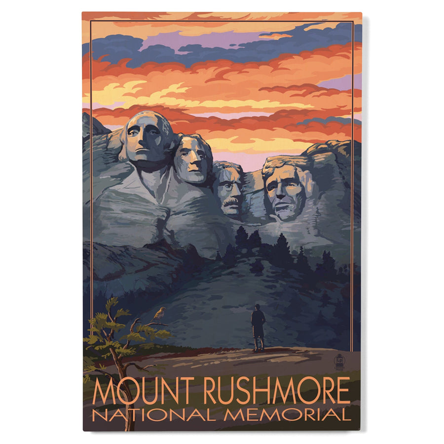 Mount Rushmore National Memorial, South Dakota, Painterly Series, Sunset View, Lantern Press Artwork, Wood Signs and Postcards Wood Lantern Press 