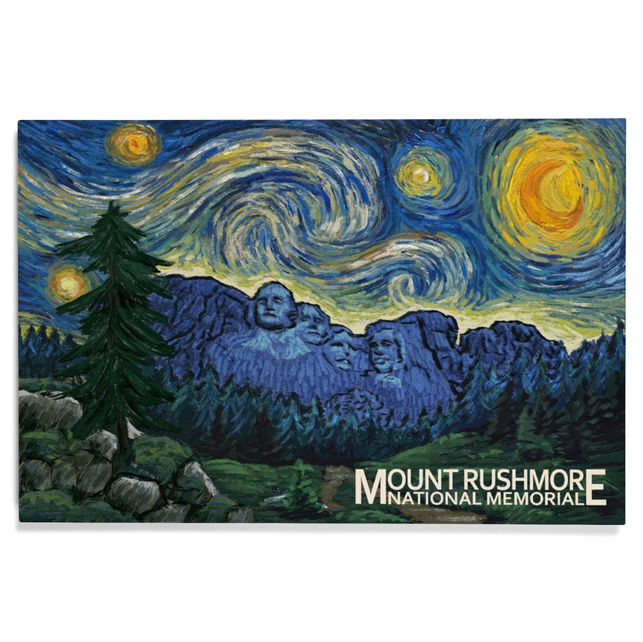 Mount Rushmore National Memorial, South Dakota, Starry Night, Lantern Press Artwork, Wood Signs and Postcards Wood Lantern Press 