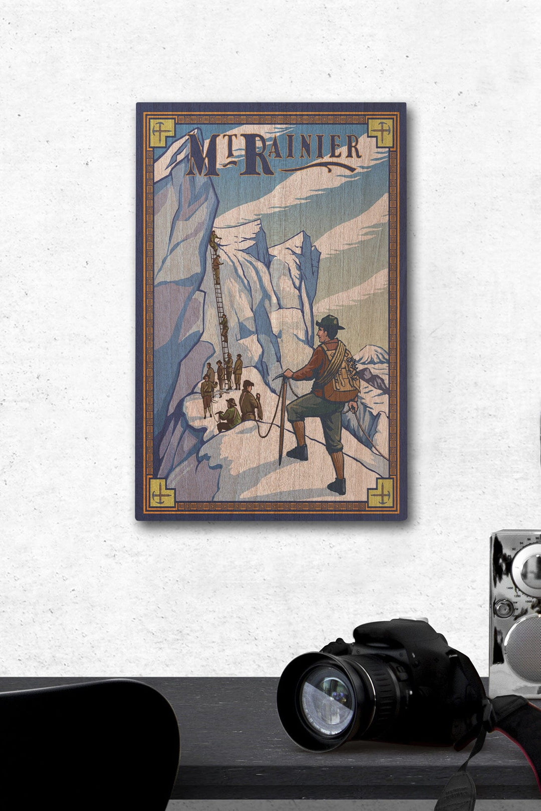 Mt Rainier, Washington, Ice Climbers, Lantern Press Artwork, Wood Signs and Postcards Wood Lantern Press 12 x 18 Wood Gallery Print 