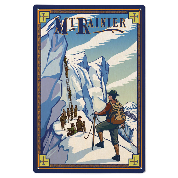 Mt Rainier, Washington, Ice Climbers, Lantern Press Artwork, Wood Signs and Postcards Wood Lantern Press 