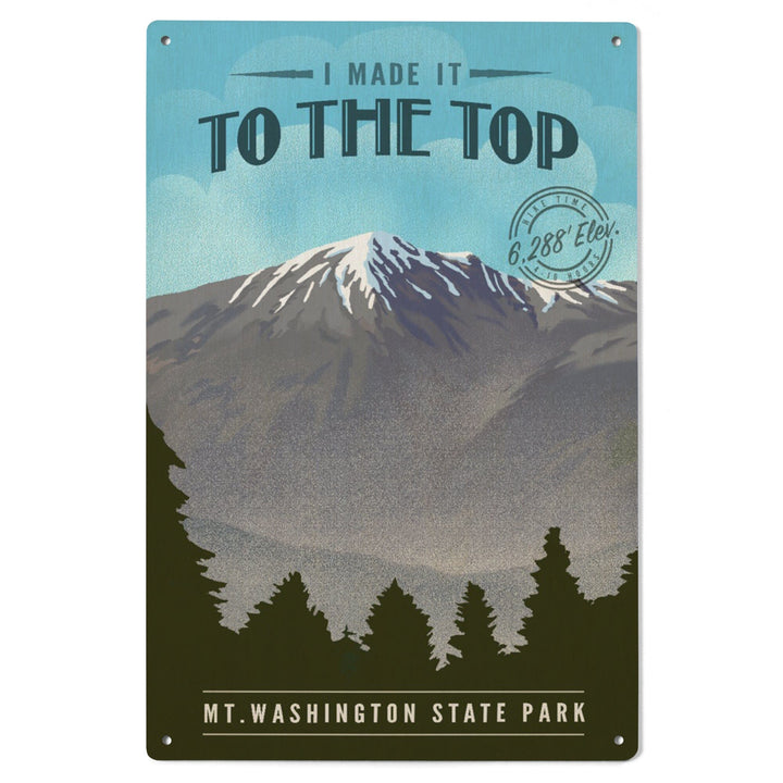 Mt. Washington State Park, New Hampshire, I Made it to the Top, Mt. Washington, Lithograph, Lantern Press Artwork, Wood Signs and Postcards Wood Lantern Press 
