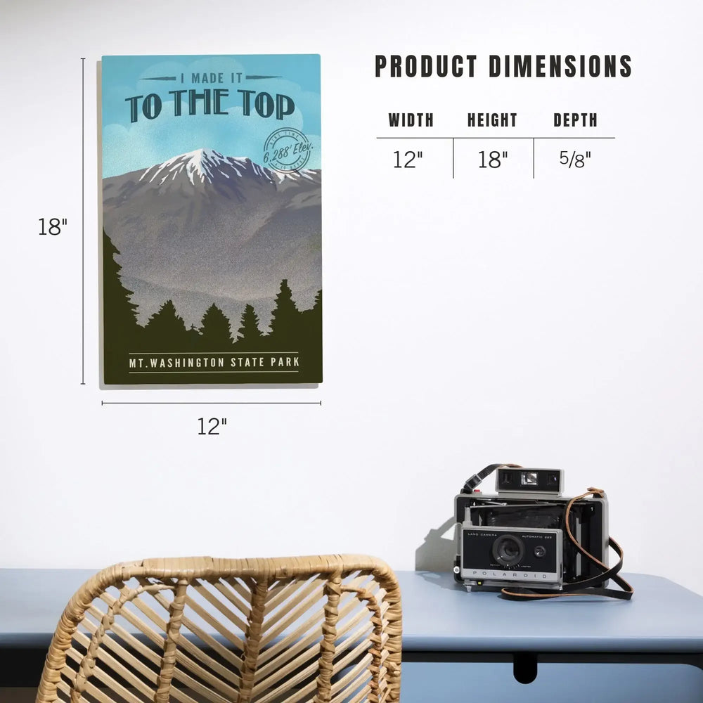 Mt. Washington State Park, New Hampshire, I Made it to the Top, Mt. Washington, Lithograph, Lantern Press Artwork, Wood Signs and Postcards Wood Lantern Press 