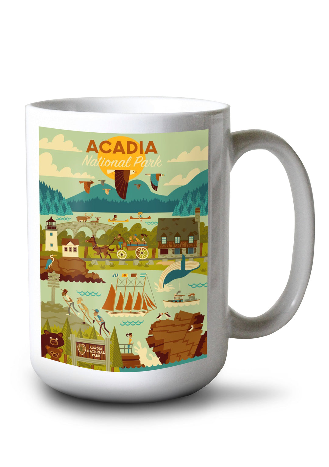 Mug (Acadia National Park, Maine, Geometric National Park Series, Lantern Press Artwork) Lifestyle-Mug Lantern Press 