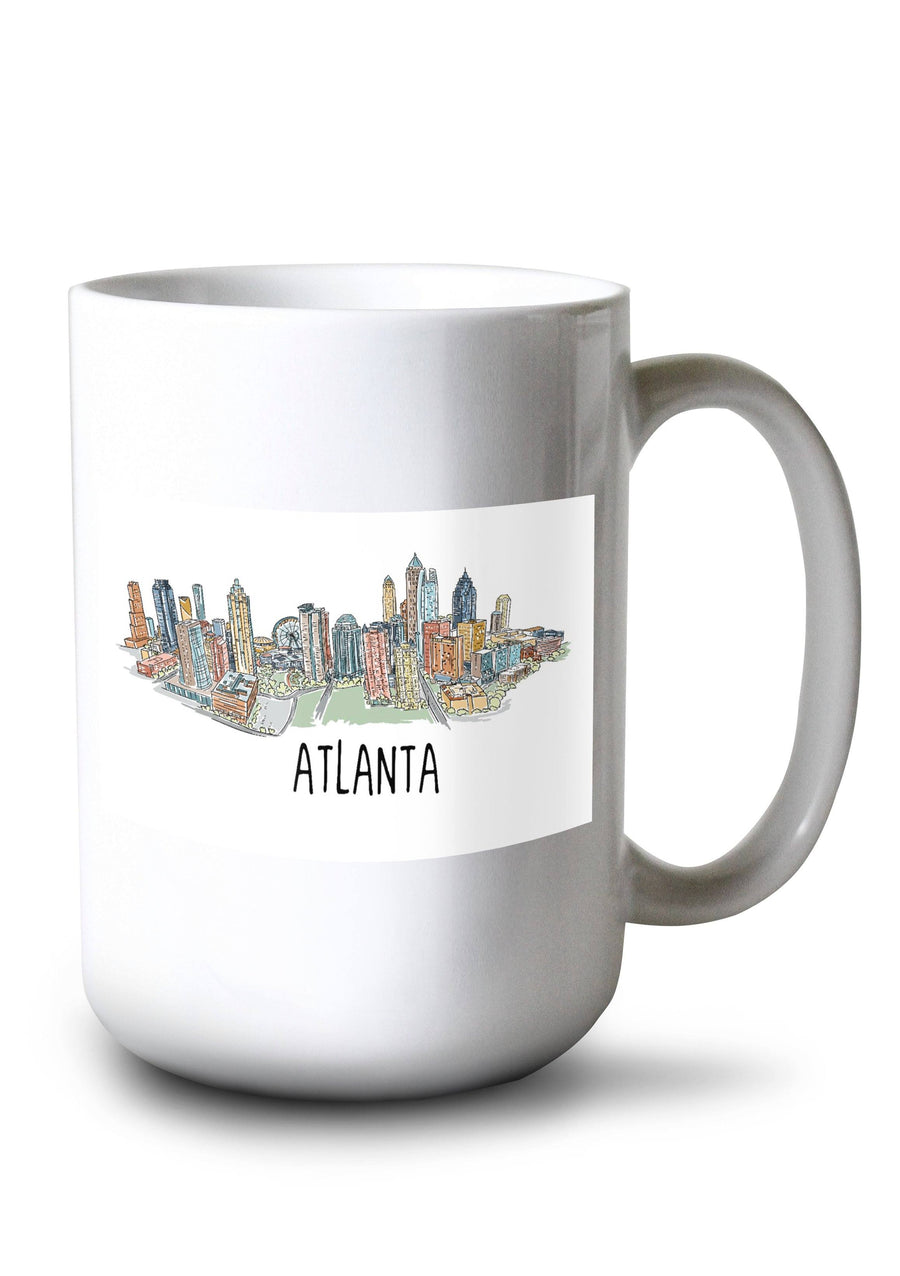 Mug (Atlanta, Georgia, Line Drawing, Lantern Press Artwork) Lifestyle-Mug Lantern Press 