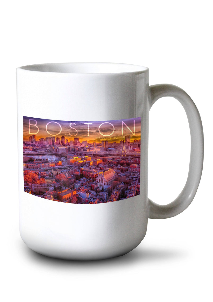 Mug (Boston, Massachusetts, Skyline at Sunset, Lantern Press Photography) Mugs Lantern Press 