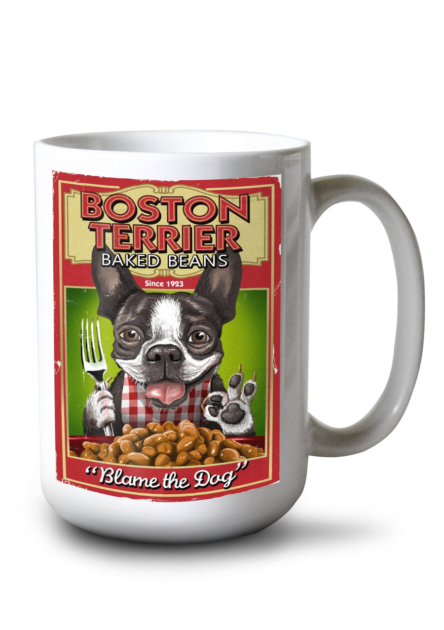 Mug (Boston Terrier, Retro Baked Beans Ad, Lantern Press Artwork) Mugs Lantern Press 