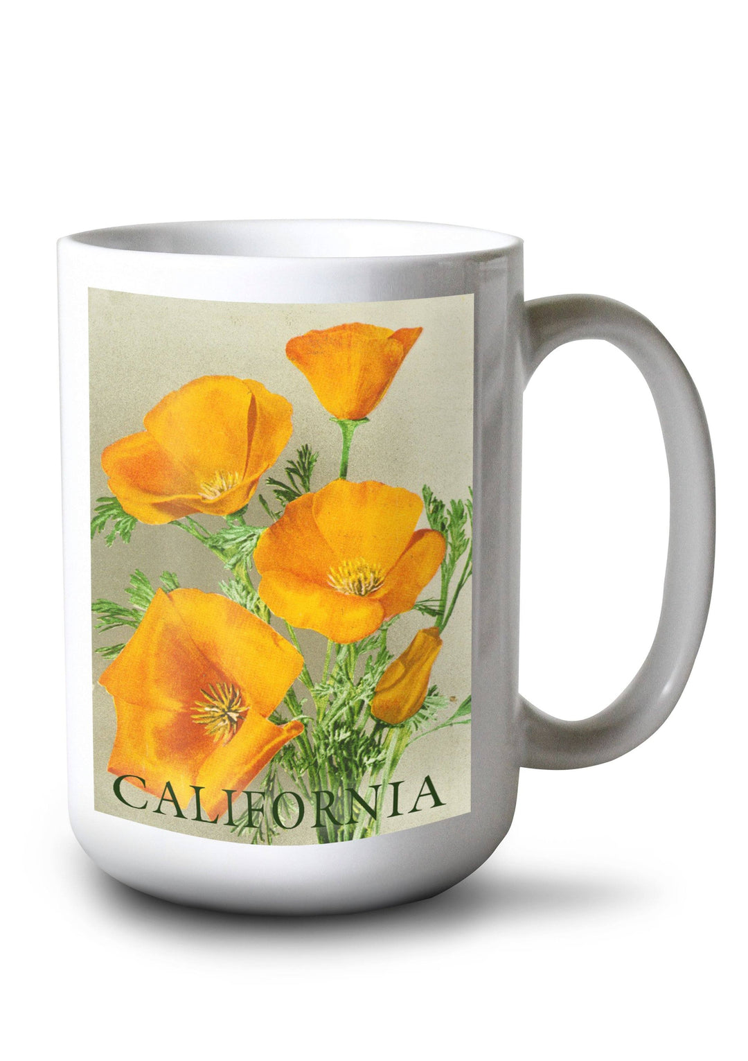 Mug (California, Bottom Text, Poppies, Lantern Press Artwork) Lifestyle-Mug Lantern Press 