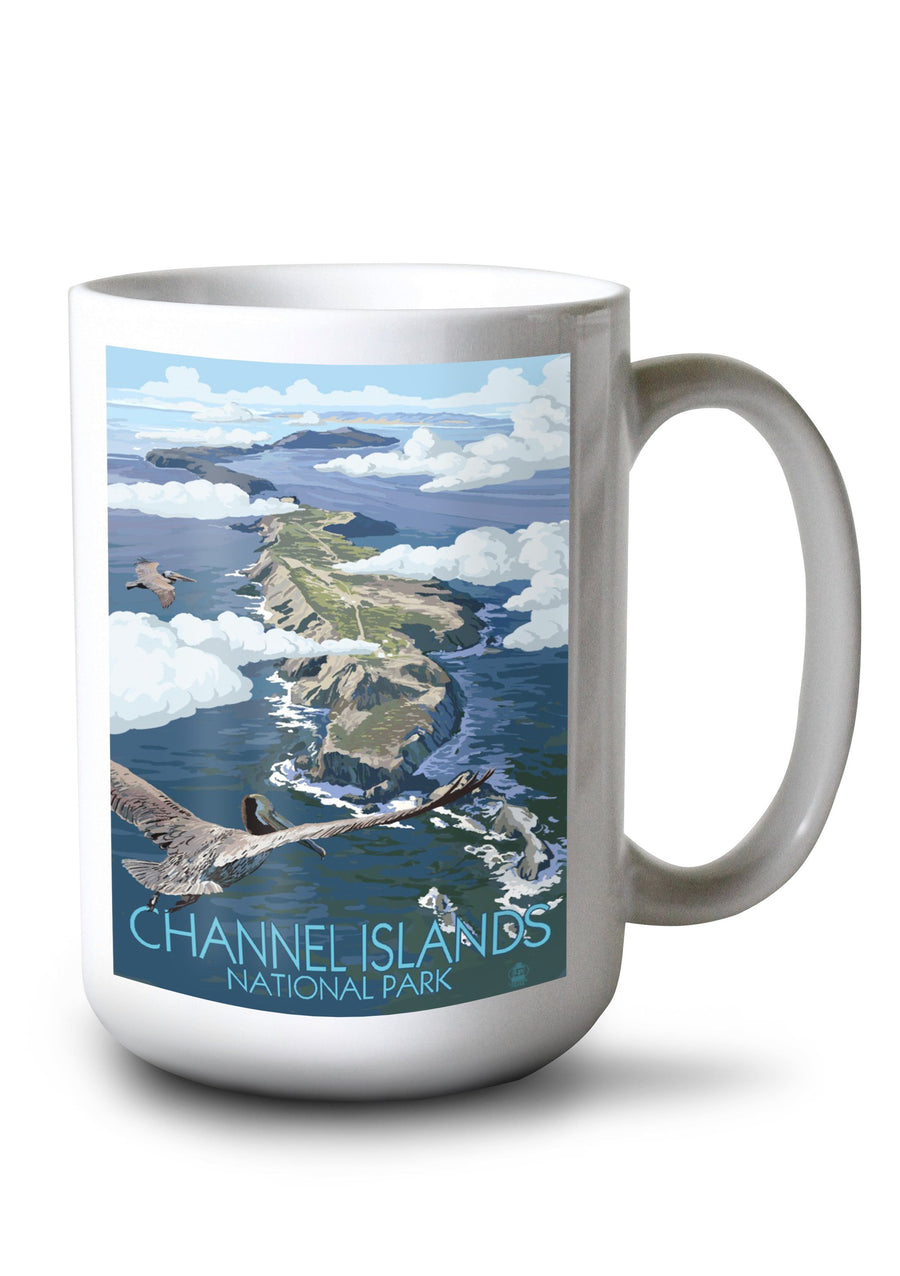 Mug (Channel Islands, California, Bird's Eye View, Painterly Series, Lantern Press Artwork) Lifestyle-Mug Lantern Press 