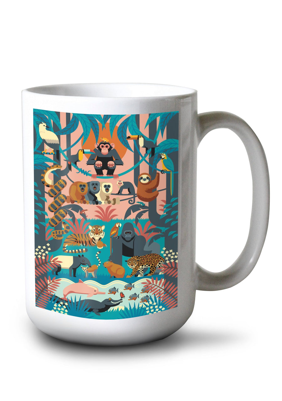 Mug (Jungle, Textured Geometric, Lantern Press Artwork) Lifestyle-Mug Lantern Press 
