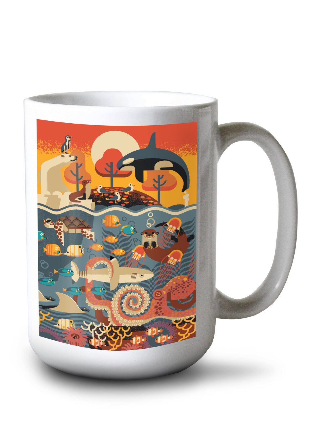 Mug (Marine Animals, Textured Geometric, Lantern Press Artwork) Lifestyle-Mug Lantern Press 