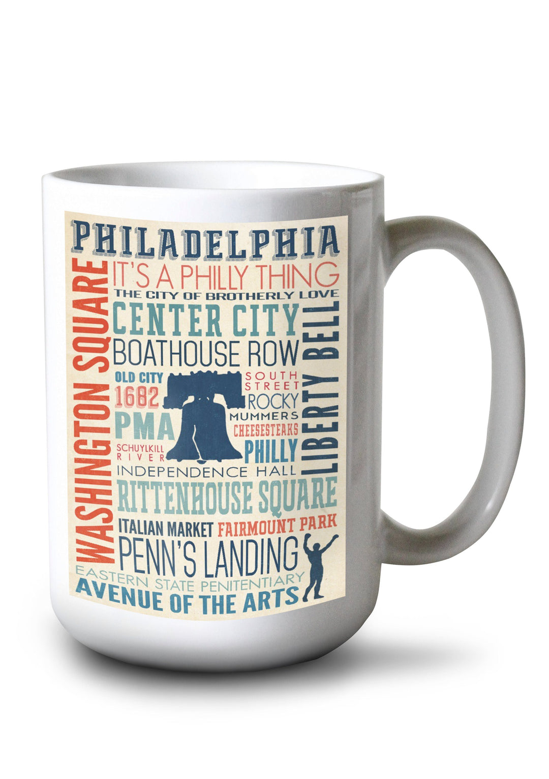 Mug (Philadelphia, Pennsylvania, Typography with Boxer Silhouette, Lantern Press Artwork) Mugs Lantern Press 