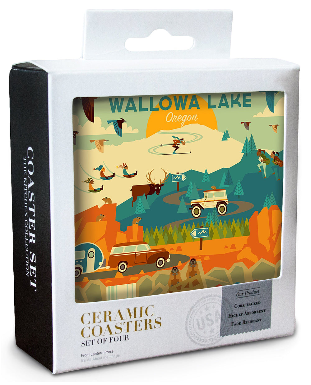 Mug (Wallowa Lake, Oregon, Pacific Wonderland, Geometric, Lantern Press Artwork) Lifestyle-Coaster Lantern Press 