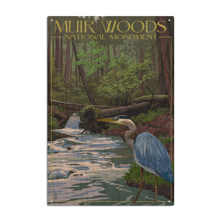 Muir Woods National Monument, California, Blue Heron, Lantern Press Artwork, Wood Signs and Postcards Wood Lantern Press 10 x 15 Wood Sign 