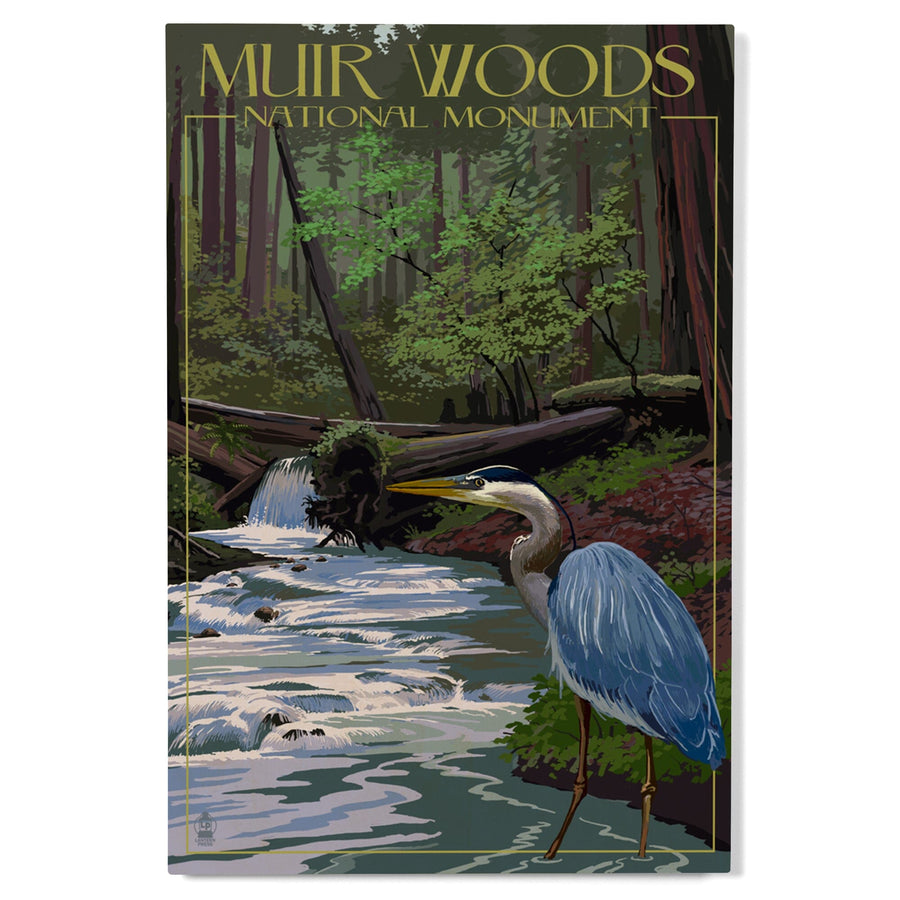 Muir Woods National Monument, California, Blue Heron, Lantern Press Artwork, Wood Signs and Postcards Wood Lantern Press 