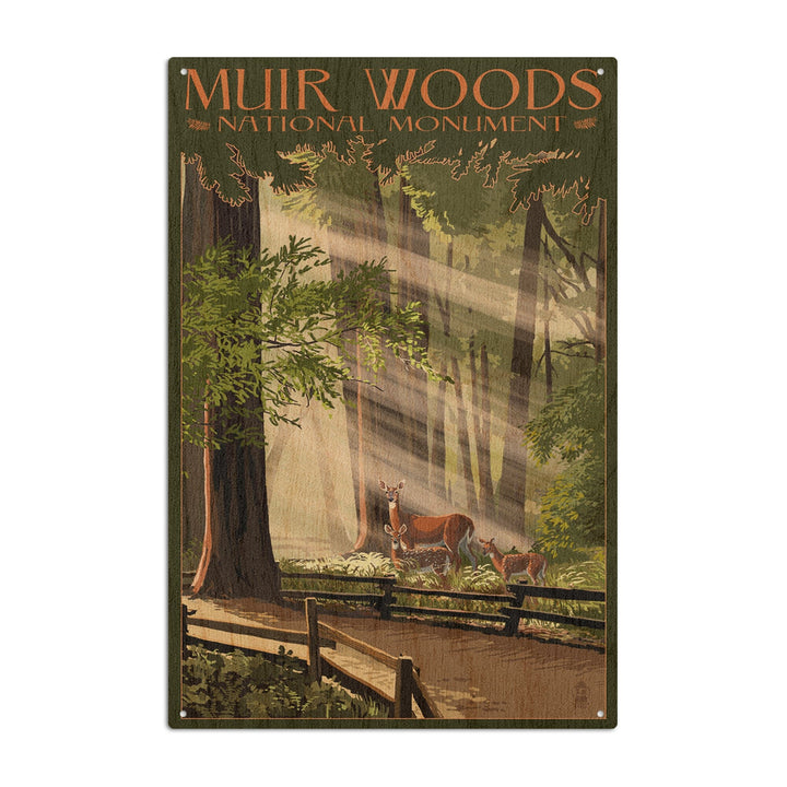 Muir Woods National Monument, California, Deer & Fawns, Lantern Press Artwork, Wood Signs and Postcards Wood Lantern Press 10 x 15 Wood Sign 