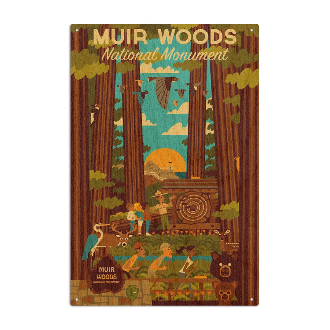 Muir Woods National Monument, California, Geometric, Lantern Press Artwork, Wood Signs and Postcards Wood Lantern Press 10 x 15 Wood Sign 