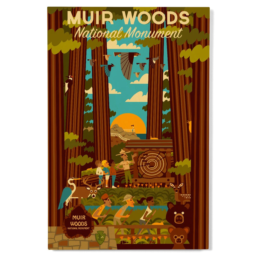 Muir Woods National Monument, California, Geometric, Lantern Press Artwork, Wood Signs and Postcards Wood Lantern Press 