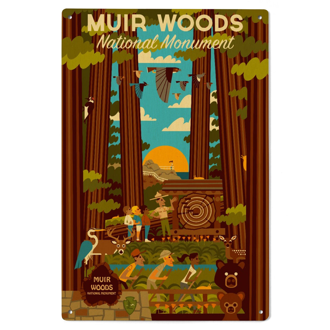 Muir Woods National Monument, California, Geometric, Lantern Press Artwork, Wood Signs and Postcards Wood Lantern Press 