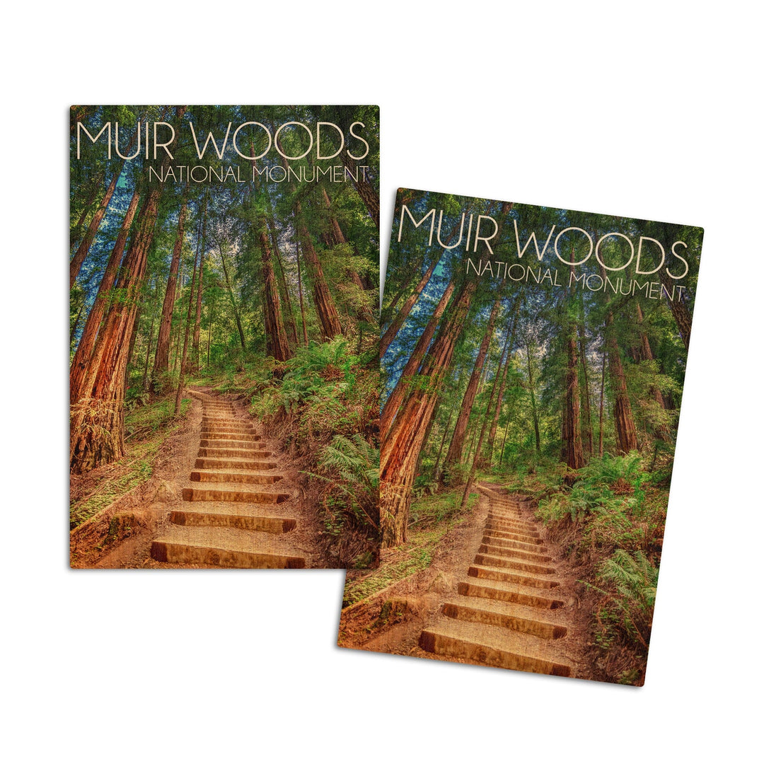 Muir Woods National Monument, California, Stairs Photograph, Wood Signs and Postcards Wood Lantern Press 4x6 Wood Postcard Set 