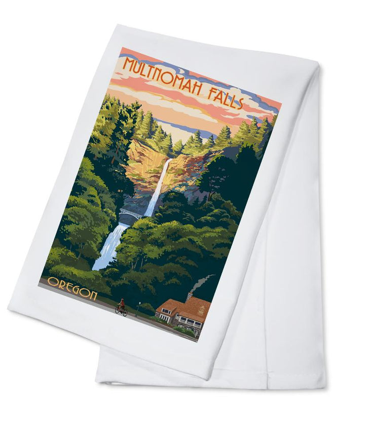 Multnomah Falls, Oregon, Sunset, Lantern Press Artwork, Towels and Aprons Kitchen Lantern Press Cotton Towel 